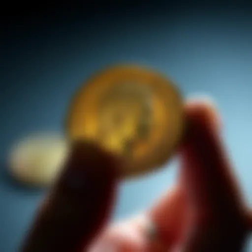 A collector holding and examining a Mithradates VI tetradrachma coin that gleams in the light, showcasing its intricate design.