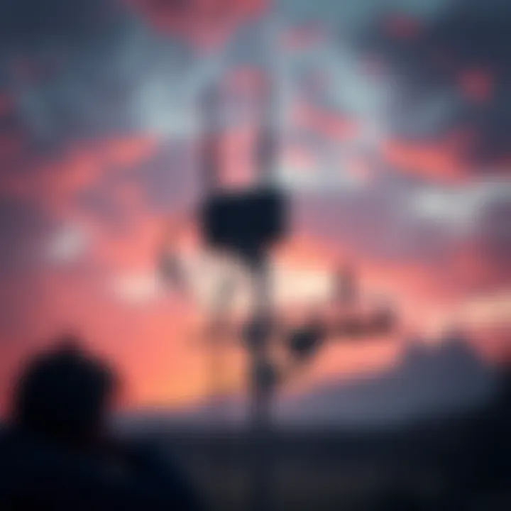 A mobile hotspot device installed on a TV antenna in a rural setting to boost internet coverage