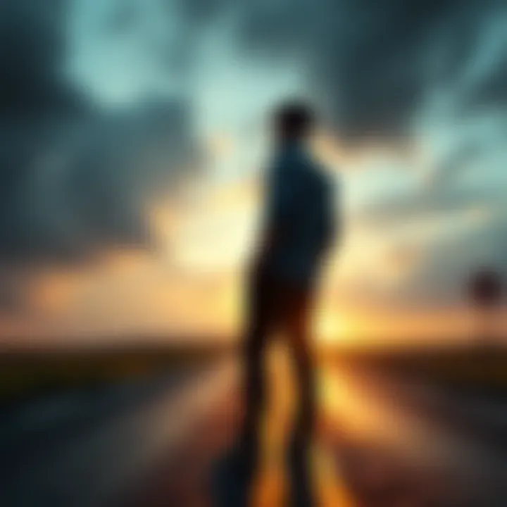 A person standing at a crossroads, looking contemplative, symbolizing a pivotal moment of change in life.
