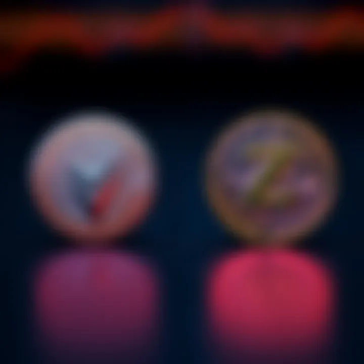 Visual showing Monero logo gaining popularity while Zcash logo appears less robust, representing the shift in cryptocurrency usage.