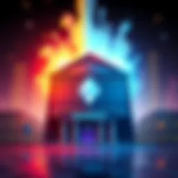Illustration of a bank building with Monero logo, symbolizing the idea of Monero banks for easier cryptocurrency transactions.