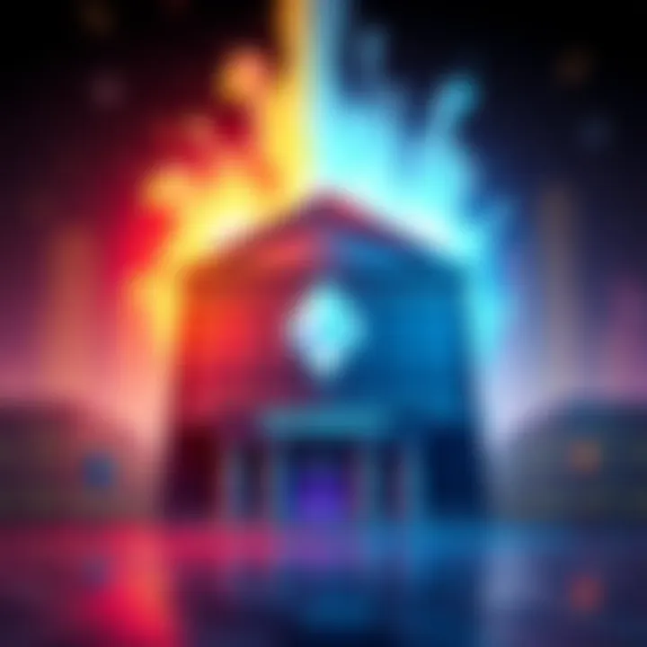Illustration of a bank building with Monero logo, symbolizing the idea of Monero banks for easier cryptocurrency transactions.