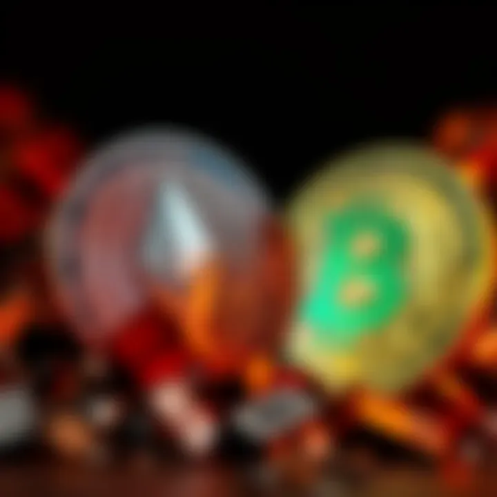 Monero symbol stands boldly against the Bitcoin logo, symbolizing the competition within the cryptocurrency world.