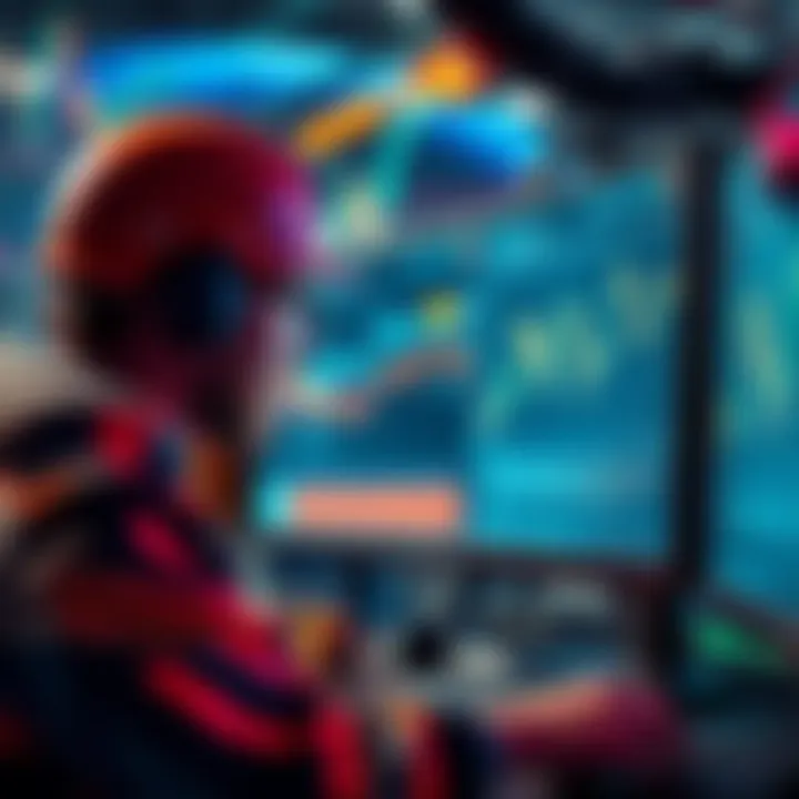 Challenges in Monero Mining A miner looking at a computer screen displaying Monero mining graphs and warnings about challenges in the market.