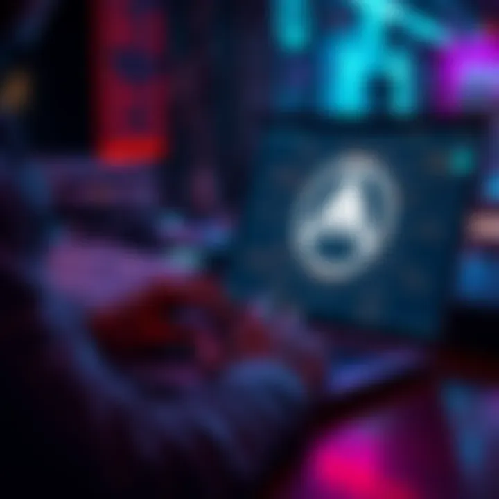 A person using a laptop with a digital wallet interface showing Monero logo, focused on secure transactions.