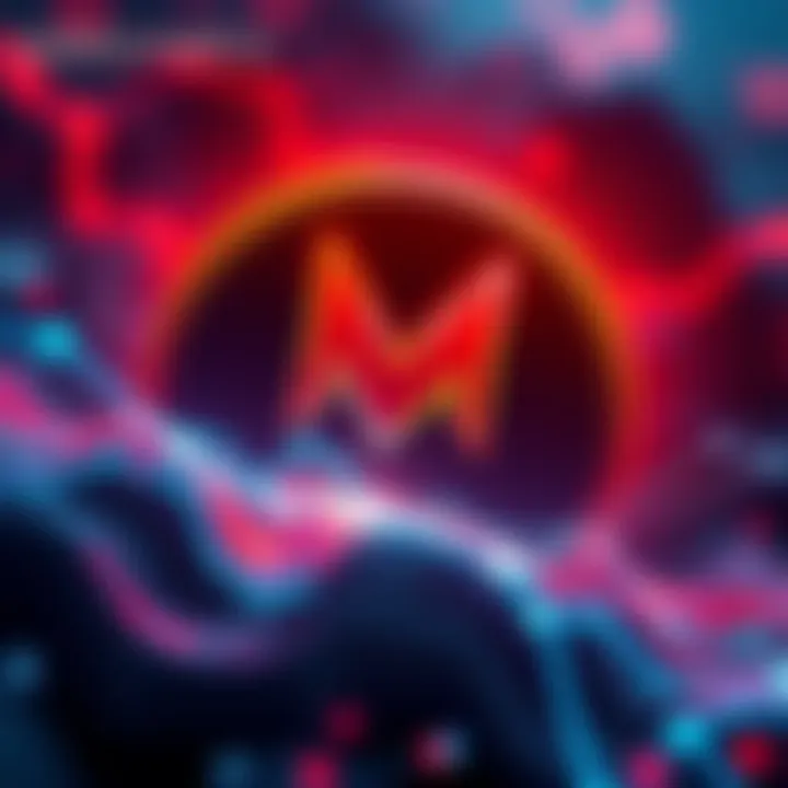 Monero Cryptocurrency Symbol Monero logo with graphical representation of its new features and enhancements for investors.
