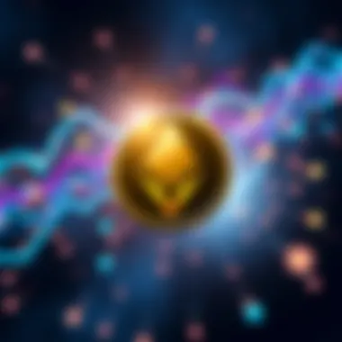 An illustration of the Monero cryptocurrency symbol with a background depicting digital currency movement