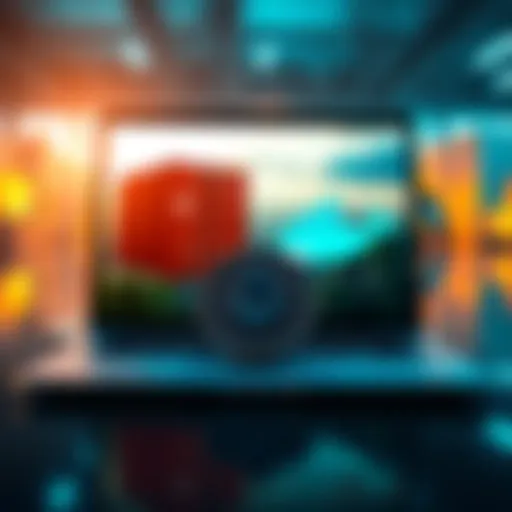 A laptop showing a digital wallet open with Monero cryptocurrency, alongside images of docker containers on the screen, illustrating payment for computing services.