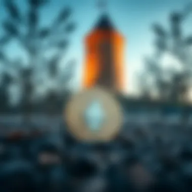 Monero near Gardoš Tower A close-up of Monero cryptocurrency coin placed on the ground, with the historic Gardoš Tower in the background during a hike in Belgrade