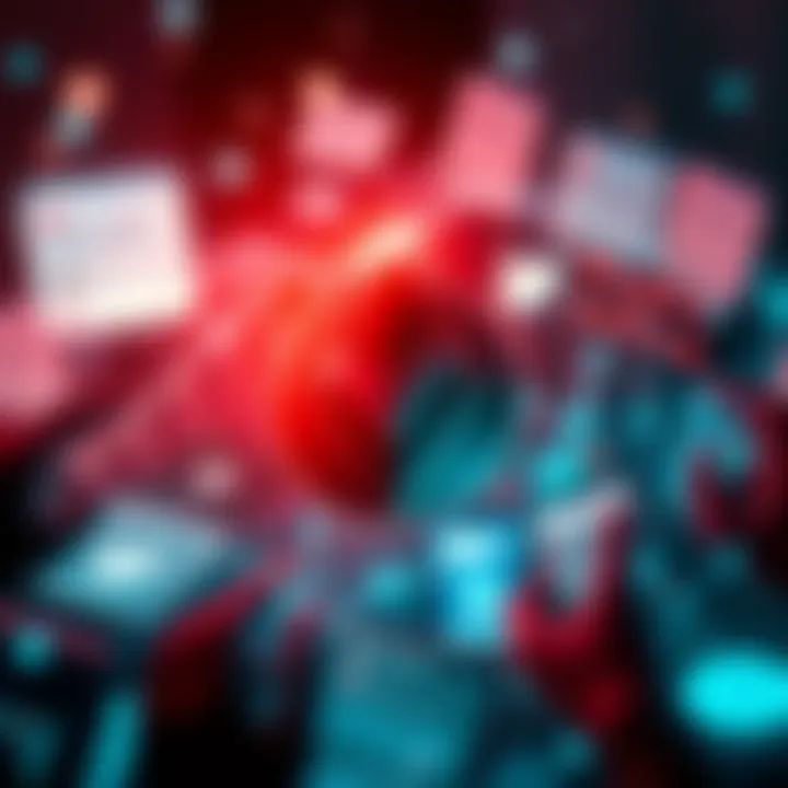 Monero's Hard Fork Controversy A graphic showing a digital representation of Monero amidst social media posts and discussions, highlighting the impact of its hard fork on public interest.