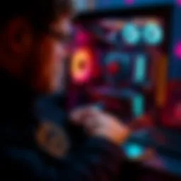 A person setting up mining software on a budget computer to mine Monero, showcasing hardware components like a graphics card and processor.
