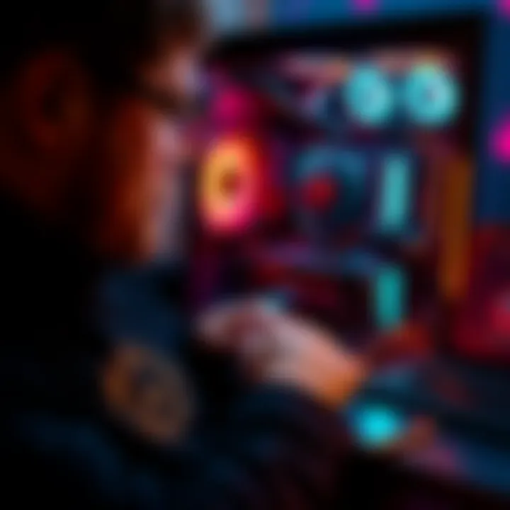 A person setting up mining software on a budget computer to mine Monero, showcasing hardware components like a graphics card and processor.