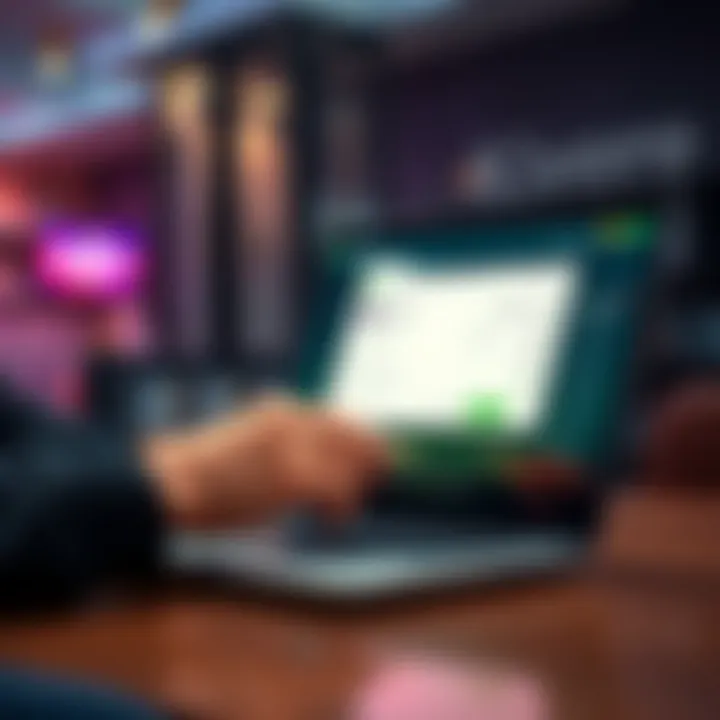 A person is using a laptop to make a payment with Monero at an online business checkout page, showing a smooth transaction process.