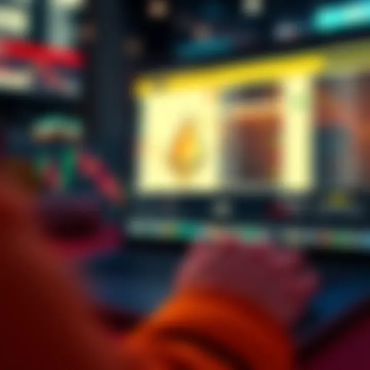 A person using a laptop with Monero logo and cryptocurrency charts on screen, indicating online purchasing options for Monero in the U.S.