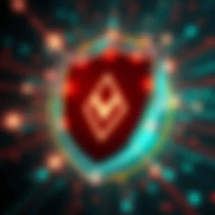 A digital shield featuring Monero's logo, symbolizing protection against quantum computing threats to Bitcoin.