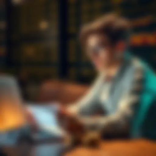 Monero Savings Decision A young investor considers using Monero as savings, with a laptop and financial documents in front of him.