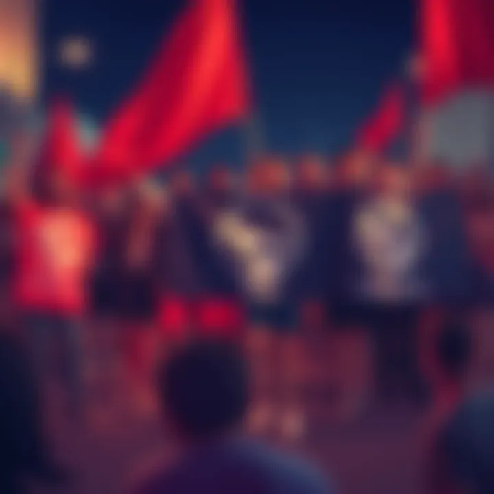 A group of people rallying together to support internet freedom and privacy, holding banners for the Tor Project and Monero, showcasing donations being made through digital wallets.