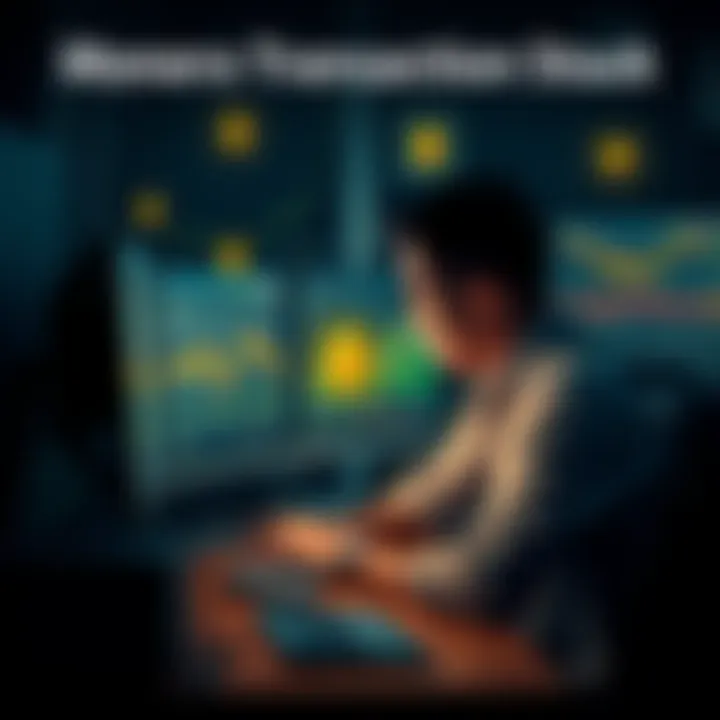 Navigating the Chaos of Stuck Cryptocurrency Transactions A user looks perplexed at their computer, with cryptocurrency charts and wallet interfaces visible, symbolizing the confusion surrounding a stuck Monero transaction.