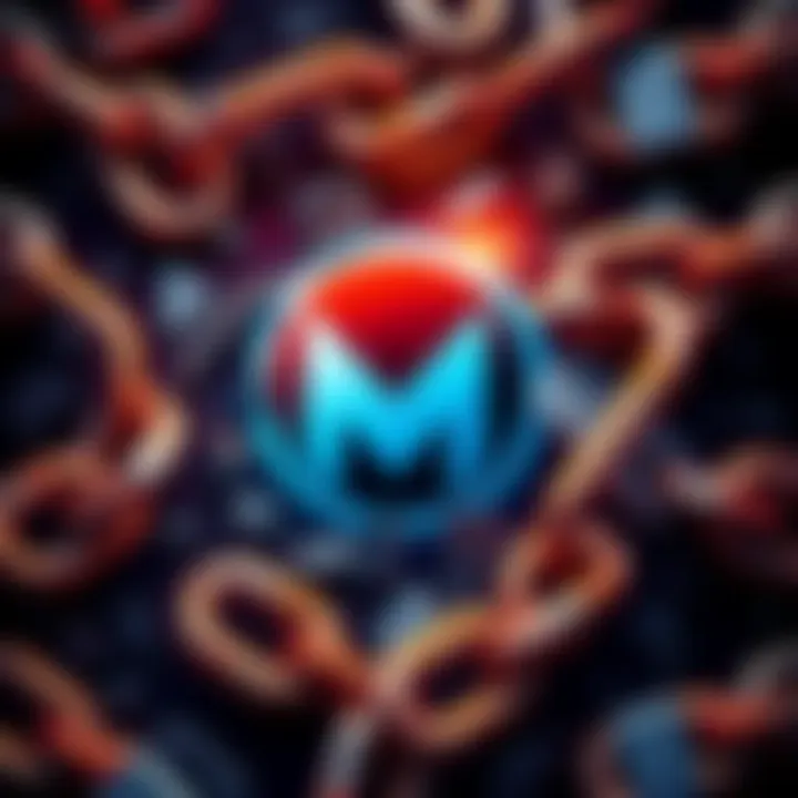 Illustration of Monero logo surrounded by broken chain links, symbolizing transfer issues