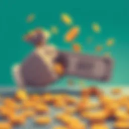 Illustration showing traditional money being exchanged for DOT tokens, representing value and scarcity in finance.