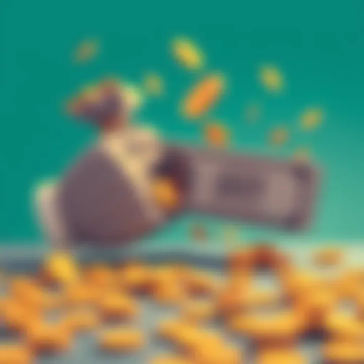 Illustration showing traditional money being exchanged for DOT tokens, representing value and scarcity in finance.