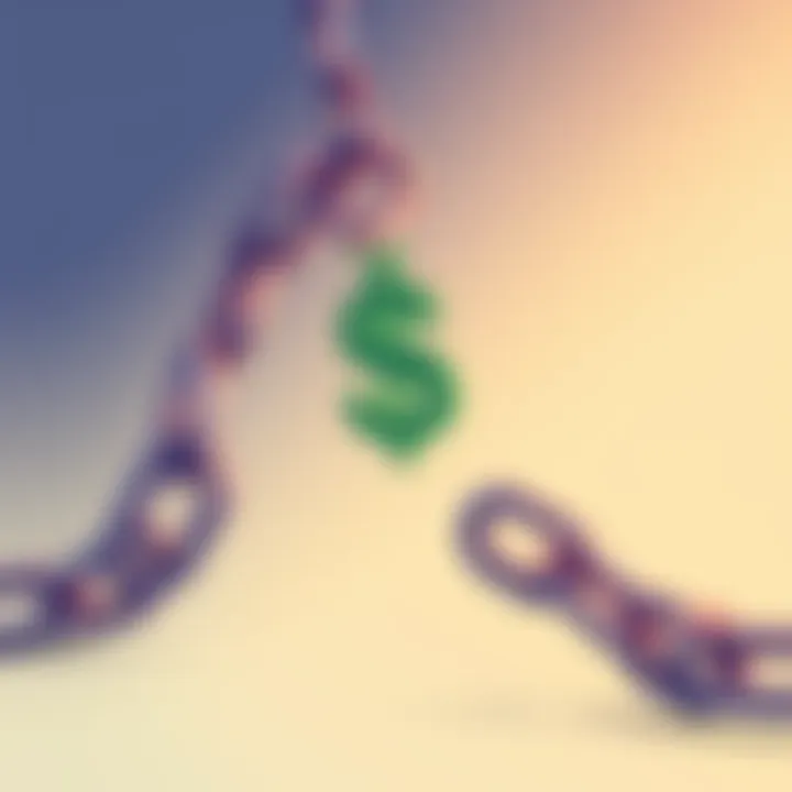 An illustration showing a broken chain symbolizing the separation of money from government control, with a dollar sign breaking free.