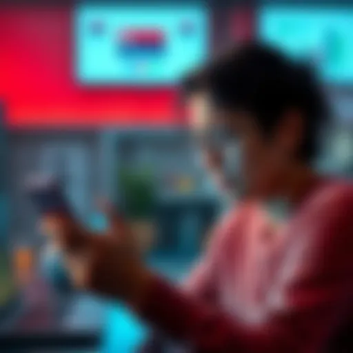 A frustrated person looking at their phone while trying to transfer money to a Revolut account, showing a loading screen