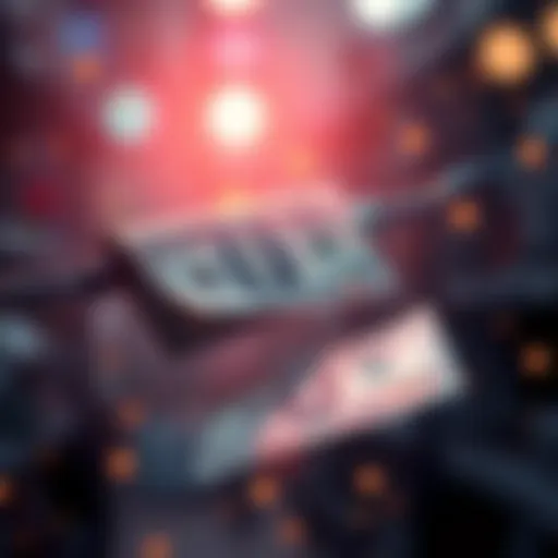 A visual representation of money being transferred through wire, showing currency notes and digital connections, symbolizing the costs of wire transfers for businesses.