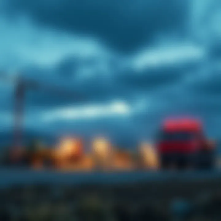 A construction site for a mining farm in Montana with equipment and workers preparing for operations.
