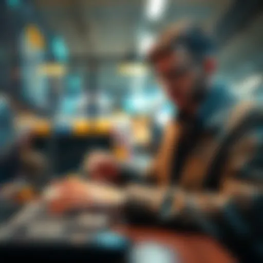 A person calculating monthly purchases while considering staking options for investment growth.