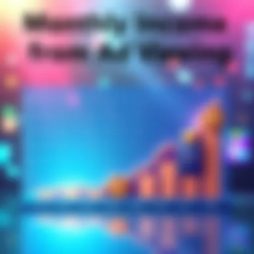 Graph showing monthly income growth from watching ads, highlighting 2x multiplier and passport badge effects