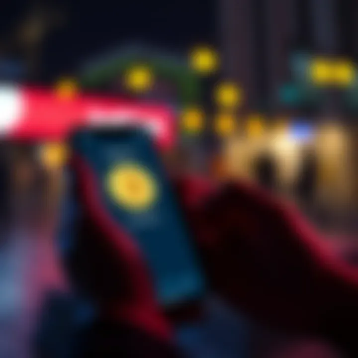 A person using a smartphone to buy Bitcoin with MoonPay, showing a zero fees message on the screen.