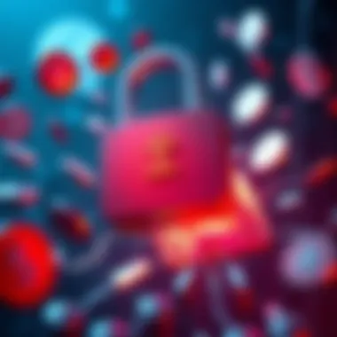 Graphic showing a digital lock breaking with floating currency symbols around it, symbolizing the vulnerability of DeFi platforms following the Moonwell hack.