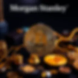 Morgan Stanley Bitcoin Strategy A graphic showing a Bitcoin symbol with the Morgan Stanley logo, representing the company's strategy towards Bitcoin assets.