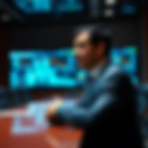 Sachin Kumar, Vice President at Morgan Stanley, speaks about Hashgraph technology in a boardroom setting.