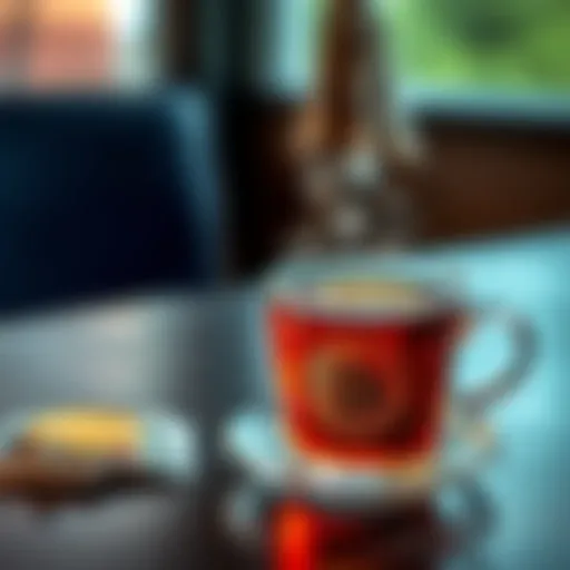 A cup of Moroccan Mint tea alongside a Bitcoin Cash logo on a table in New Mexico