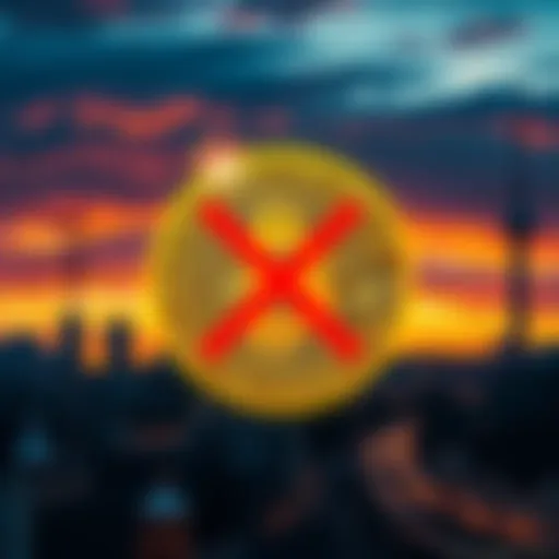 A graphic showing a Bitcoin symbol crossed out, with a backdrop of Moscow's skyline and power lines, symbolizing the ban on home mining until 2032.