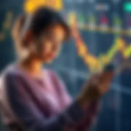 Mother looking at cryptocurrency charts A confused mother examining cryptocurrency price charts on her smartphone, reflecting on her MYX investment decisions.