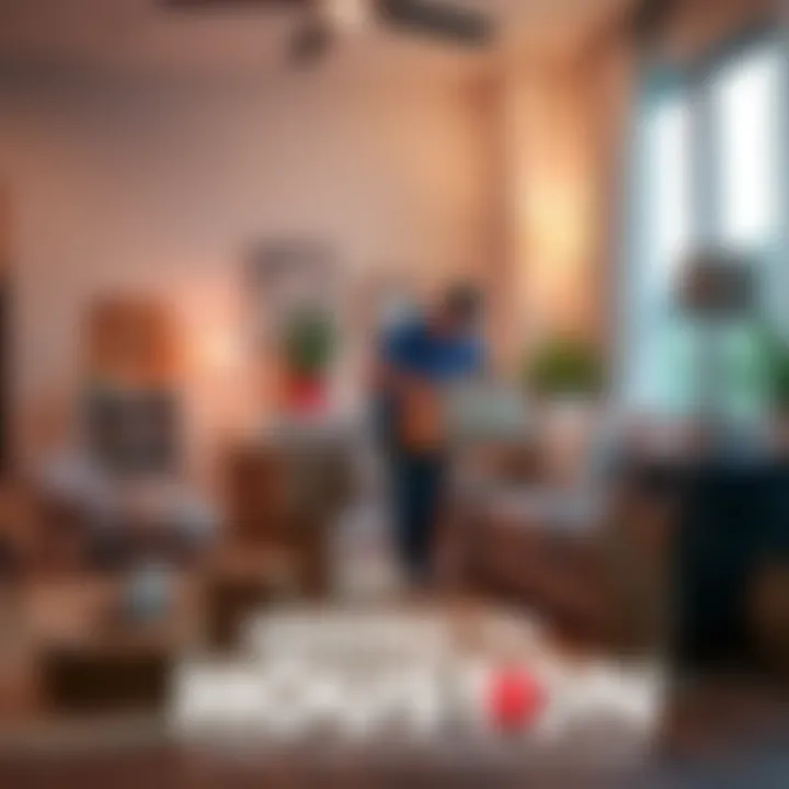 Person unpacking boxes in a cozy living room of their new Houston home