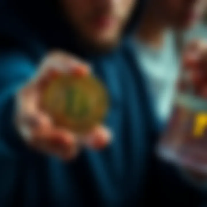 Person holding a Bitcoin symbol with a private key in the background, representing secure Bitcoin transition