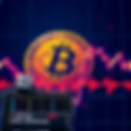 A graph showing MSTR share prices fluctuating with a Bitcoin symbol in the background, indicating market activity during a downturn.