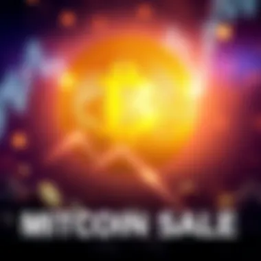 An illustration showing a Bitcoin symbol with a downward trend, representing MSTR's recent sale decision by CEO Sailor amidst losses.
