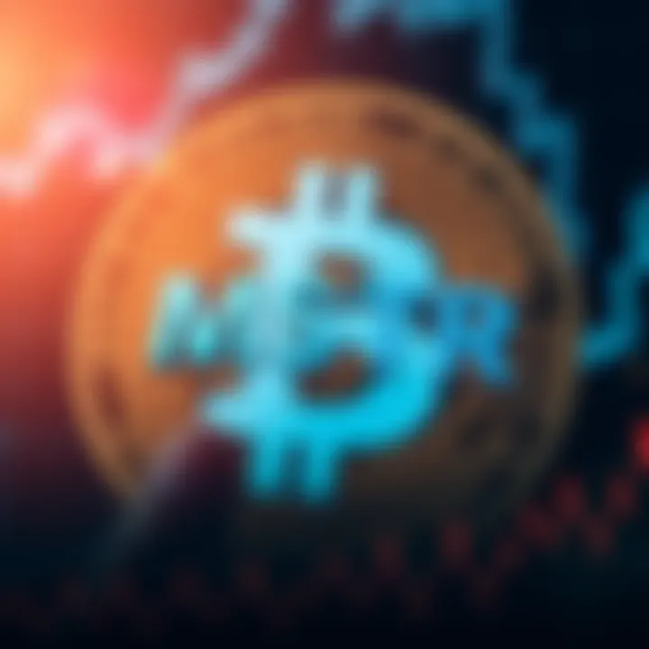 A graphic showing MSTR logo with a Bitcoin symbol fading in the background, depicting the impact of the recent Bitcoin sale by Saylor.