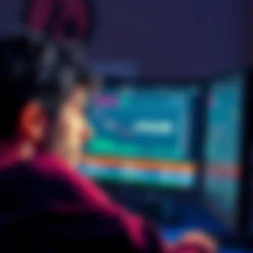 A worried person looking at a computer screen showing incomplete balance for a fund transfer, reflecting anxiety over potential banking issues.