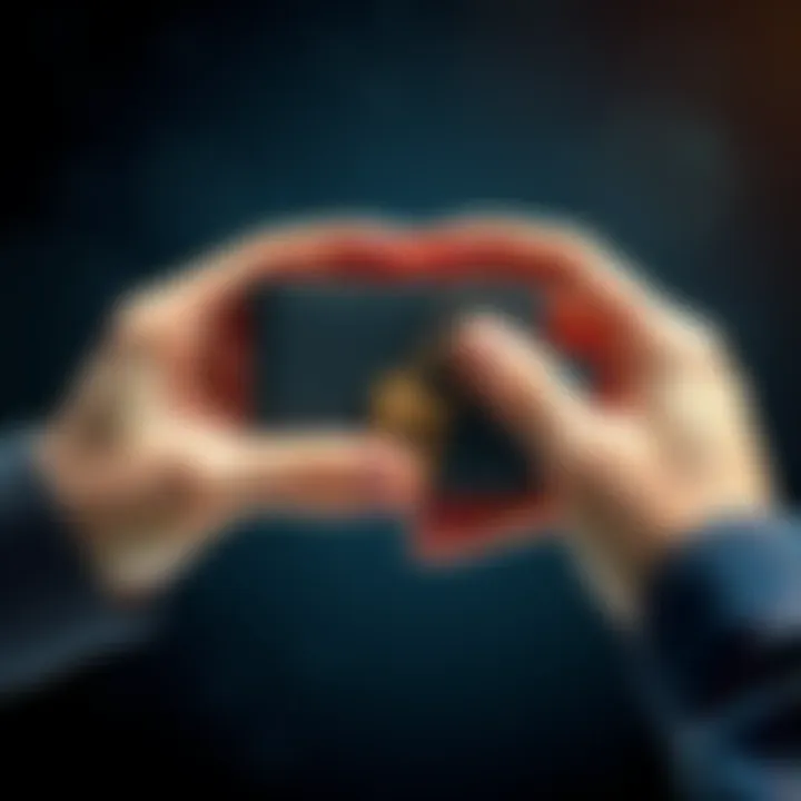 Two hands holding a digital wallet with multiple keys, one hand looks weak as if unable to support. This highlights the issue of incapacity in partnerships with multi-signature wallets.
