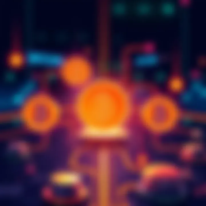 Illustration showing multiple Bitcoin addresses connecting to a single wallet, highlighting change addresses and transactions.