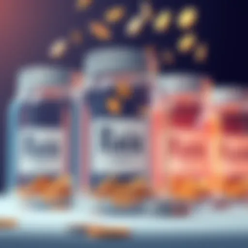 Illustration showing multiple jars labeled with different savings goals and coins falling into them, symbolizing account fees affecting savings.
