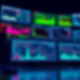 A group of computer screens displaying different compounding validators, illustrating the concept of running multiple validators in a strategy.