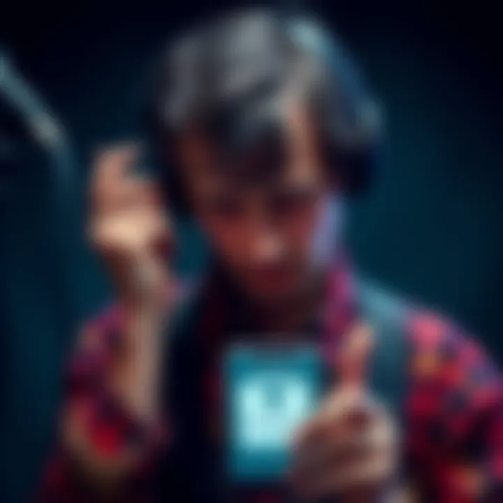 Musician lost savings to scam A sad musician holding their head in despair with a phone displaying a fraudulent app, symbolizing the loss of life savings to a scam.
