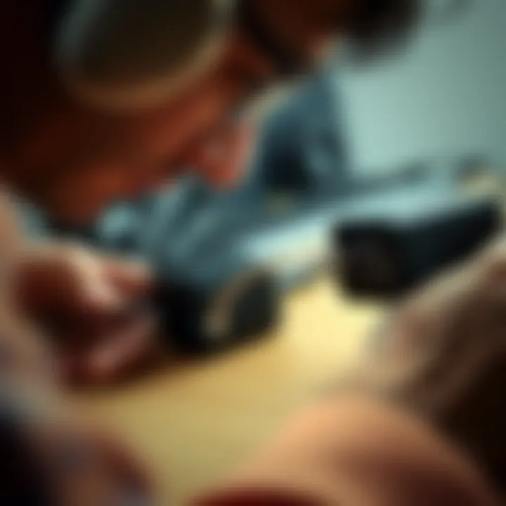 User examining a Nano 3s charger and a MeanWell charger with a focus on connecting a white cable